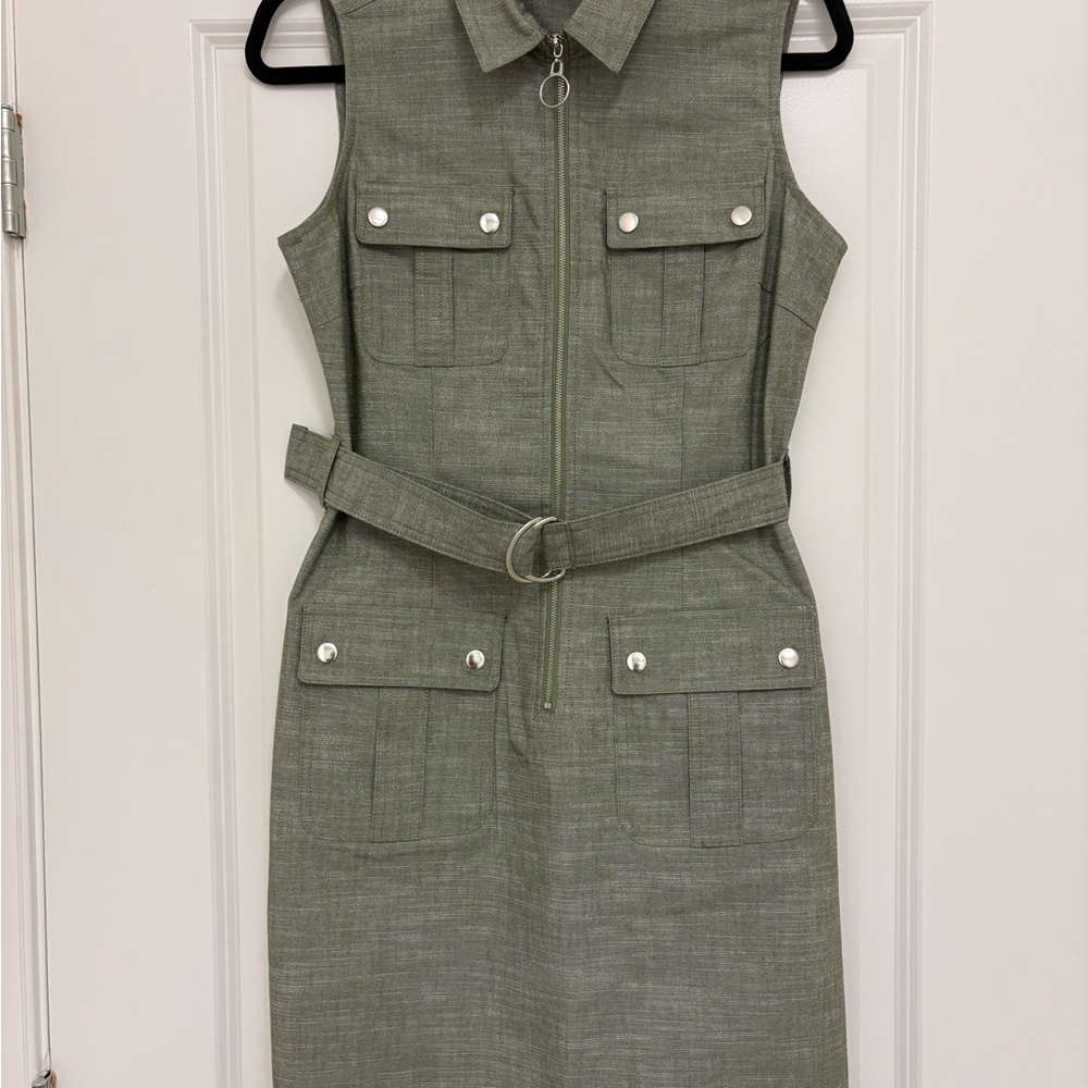 Sharagano Olive Belted Dress